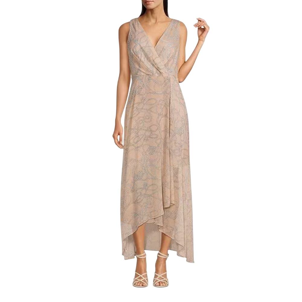 Tommy Hilfiger $255 Rope Print Sleeveless Surplice Chiffon Dress Size 4